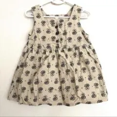 一度着用のみ！花束柄♡コーデュロイワンピース　90センチ