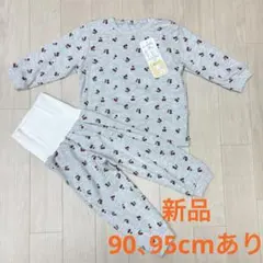 新品　ベビーパジャマ　綿　チェリー　グレー　95cm