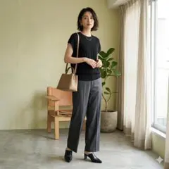 Theory セオリー　コクーンプルオーバー Sフレンチスリーブ 黒 ボーダー Theory - Theory セオリー コクーンプルオーバー Sフレンチスリーブ 黒
