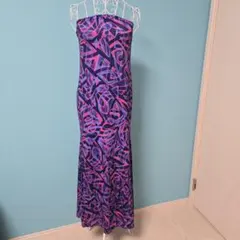 ☆新品☆ストラップレスマキシドレス 紫とピンク