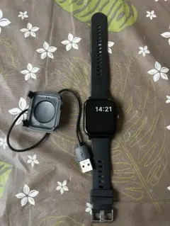 ブラックスマートウォッチ 本体 充電ケーブル付き