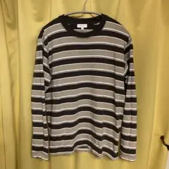 BEAUTY&YOUTH M グレー・ボーダー 長袖カットソー Tシャツ