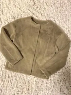 【美品】ユニクロ　ノーカラーファージャケット M ベージュ