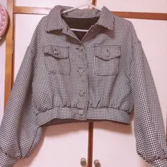 千鳥柄 クロップドジャケット レディース 量産型 地雷