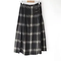 eddie bauer 古着 チェック ウール プリーツ ロング スカート