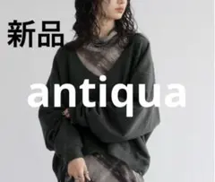 新品【アンティカ】スミクロ　Vネックカットソー　プルオーバー　トレーナー長袖のサムネイル