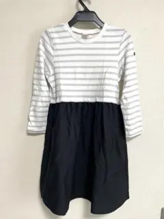 petit main長袖ストライプワンピース S 130 140