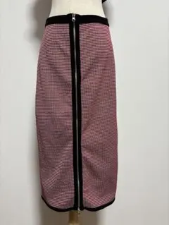 ZARA 赤と白と黒のチェック柄　タイトスカート　Lサイズ　ストレッチ