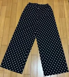 ドット柄　ワイドパンツ 黒