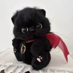 赤いリボンと黒猫 アーティストベア 海外作家様 ハンドメイド