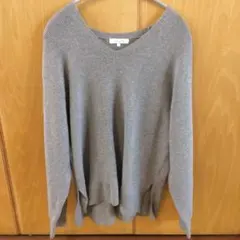 GLOBAL WORK グレー Vネックニット Lサイズ　ラメ入り