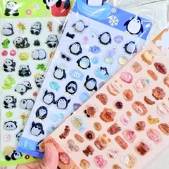 3Dシール　うるちゅる　食べ物　動物　立体　ぷくぷく　ドロップ シール