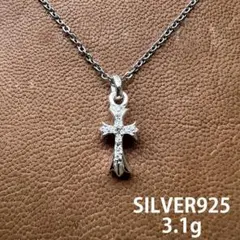 クロスベビーファットチャーム パヴェ ネックレス チェーン付き 3201