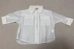 【petit main】 ホワイト 長袖シャツ S（80-90）1歳-2歳