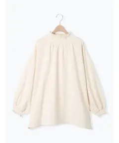 Samansa Mos2 SM2 裏起毛襟シャーリングカットソー　アイボリー