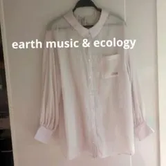 earth music & ecology　ストライプシースルーシャツ　ピンク