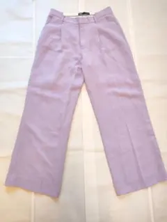 ザラ　zara　ラベンダーカラー　薄紫　カラーパンツ　スラックス　ワイドパンツ