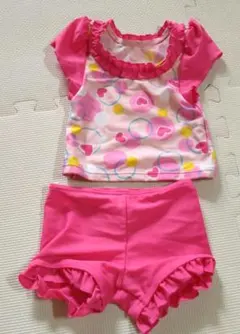 ピンクのハート柄水着 80サイズ