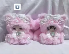 感謝SALE ハンドメイド 推し活 着ぐるみ おすわりぬい服 桃色 白 d168