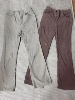 コーデュロイフレアパンツ-ベージュ、ピンク