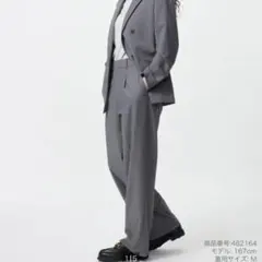 UNIQLO タックワイドパンツ　グレー　L