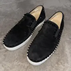 クリスチャンルブタン 黒 スウェード スタッズ スリッポン 27.5㎝