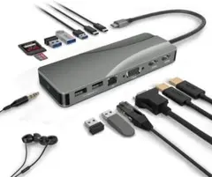 USB C ハブ 14-in-1 TypeC ハブ デュアルディスプレイ H18