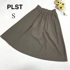 【プラステ PLST】膝丈 フレアスカート ブラウン系 シンプル デート Sのサムネイル