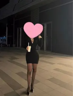 グレー 長袖ニットワンピース バッククロス