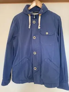 ネイビー コットンジャケット ロールアップフード付き ikka Mサイズ 春秋