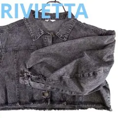 美品★ RIVIETTA デニムジャケット　クロップド　バルーン袖　ブラック