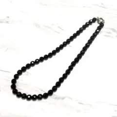 黒石　ネックレス　アクセサリー　切子　GSILVER刻印　おしゃれ　ユニセックス