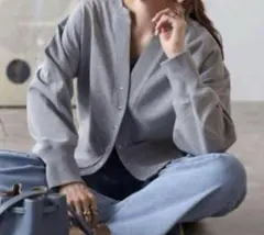 【新品】BONJOUR SAGAN アップサイクルキーネックスナップカーディガン