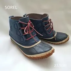 SOREL アウトアンドアバウトレザー 防水ブーツ 青系 23.5cm