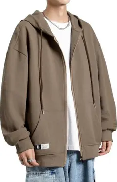 [Fasshonrida] ジップパーカー メンズ ジップアップ 秋服 鹿の子