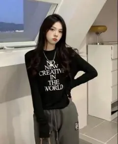 長袖カットソー ブラック SHEIN