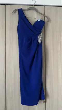 ネイビーブルー ワンショルダー タイトドレス