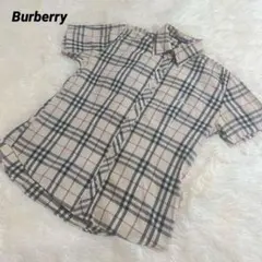 人気柄★Burberry ノバチェック 半袖シャツ　刺繍ロゴ　L