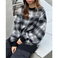 オーバーサイズチェックニットセーター INGNI