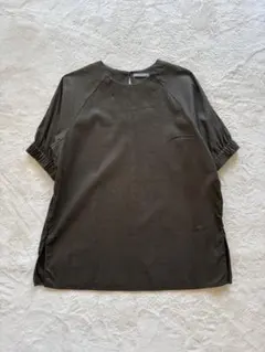 セオリーリュクス Crisp Linen 半袖ブラウス ブラウンカーキ38