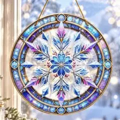 サンキャッチャー 雪の結晶 ステンドグラス風 アクリル 窓飾り 壁掛け 北欧 冬