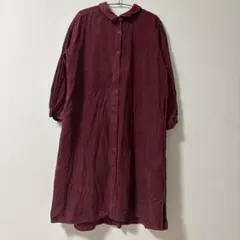 バーガンディ ロングワンピース