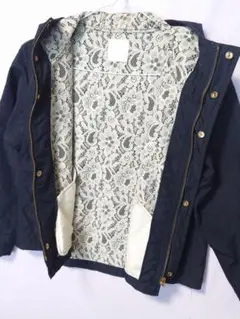 earth　レース裏地のジャケット　ネイビー　Fサイズ