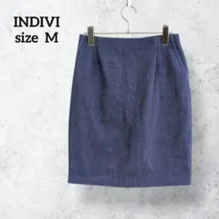 インディヴィ ひざ上丈 タイトスカート 紺色 オフィスカジュアル H0254