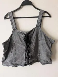 グレー クロップドビスチェ デニム 4L