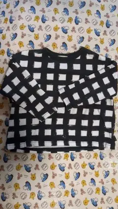 さ*り様 m25 【美品】ブランシェス 100cm ロンT ブロックチェック 黒
