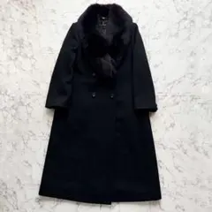 美品✨ cojana カシミヤ フォックスファー コート ロング丈 黒 13