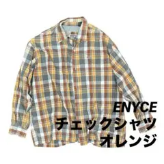 ENYCE メンズチェックシャツ　オレンジ　2XL