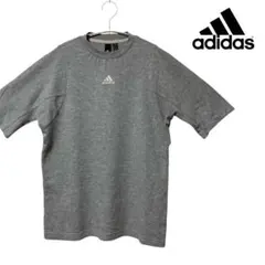 【超美品】adidas アディダス　tシャツ　センターロゴ　刺繍　グレー　m