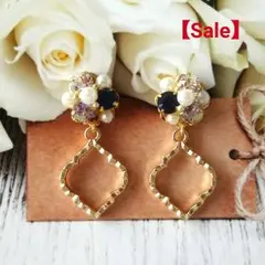 スワロフスキー☆クリスタル&パール モロッカンチャームピアス/イヤリング